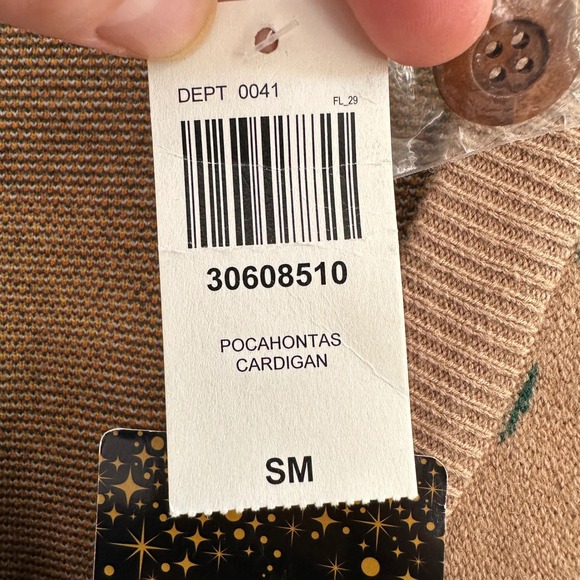 Disney BoxLunch Pocahontas Sunflower Patterned Cardigan Womens Small Brown - Picture 4 of 8